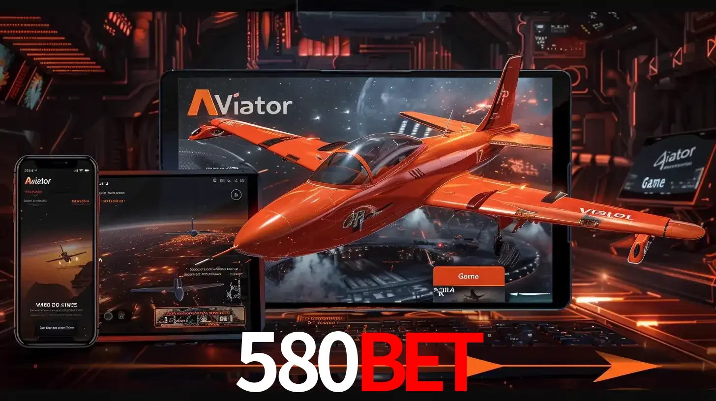Apresentação tecnológica do jogo Aviator com um avião saindo da tela de um tablet, demonstrando a experiência imersiva em múltiplos dispositivos no 580bet.