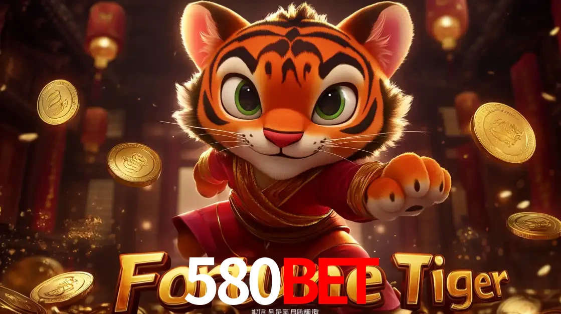 O carismático mascote do jogo de slot Fortune Tiger, um tigre fofo em pose de artes marciais, pronto para trazer sorte e multiplicadores de ganhos no cassino online 580bet.