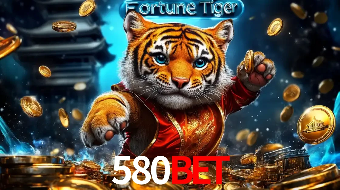 Imagem promocional do jogo de slot Fortune Tiger, com um tigre majestoso em traje tradicional cercado por uma fortuna em moedas de ouro, disponível agora no cassino 580bet.
