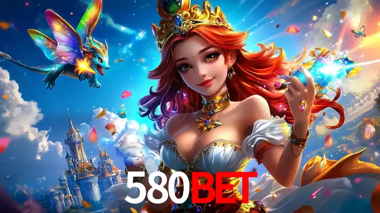 A princesa de um reino de fantasia mágico, com seu pequeno dragão, apresentando um mundo de prêmios encantados nos jogos de caça-níqueis do cassino 580bet.